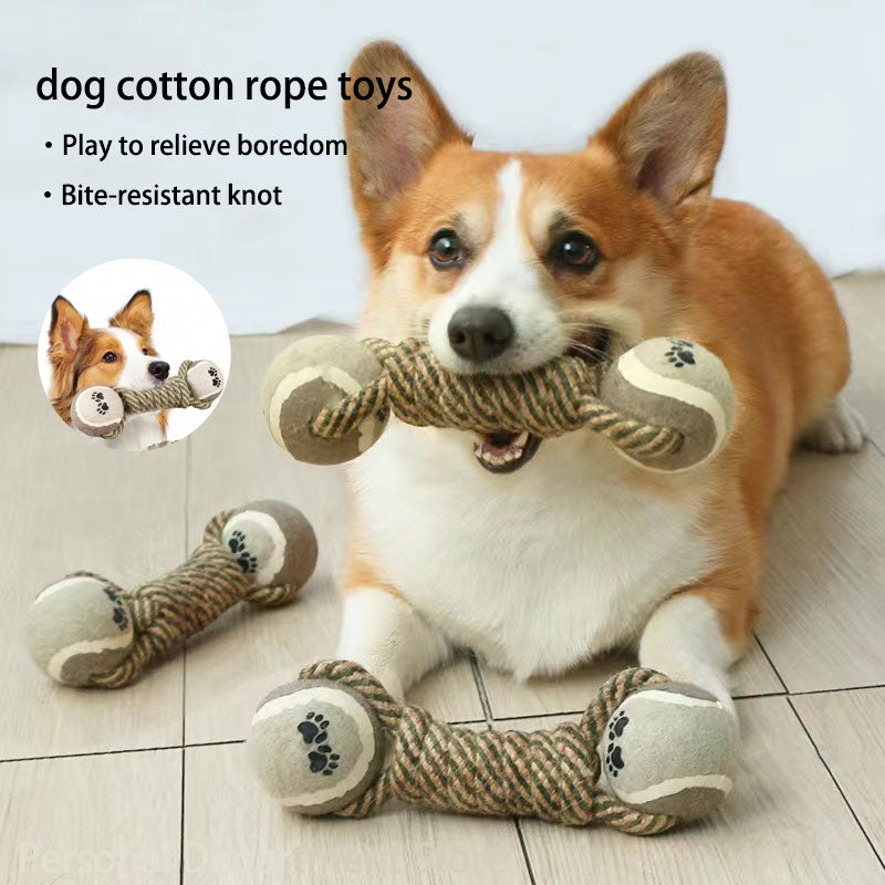 Interactive Dog Rope Toy with Tennis Ball