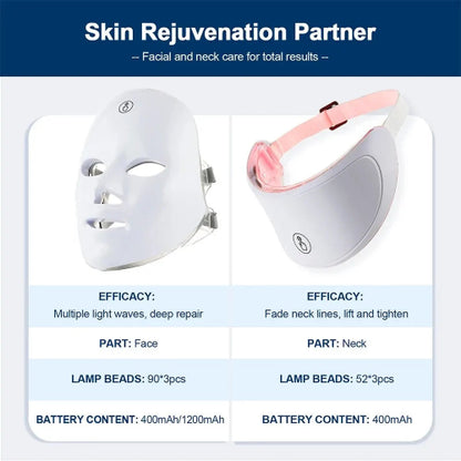7-Color LED Facial &amp; Neck Light Therapy Mask