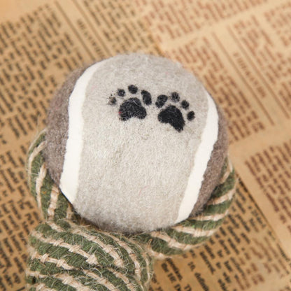 Interactive Dog Rope Toy with Tennis Ball