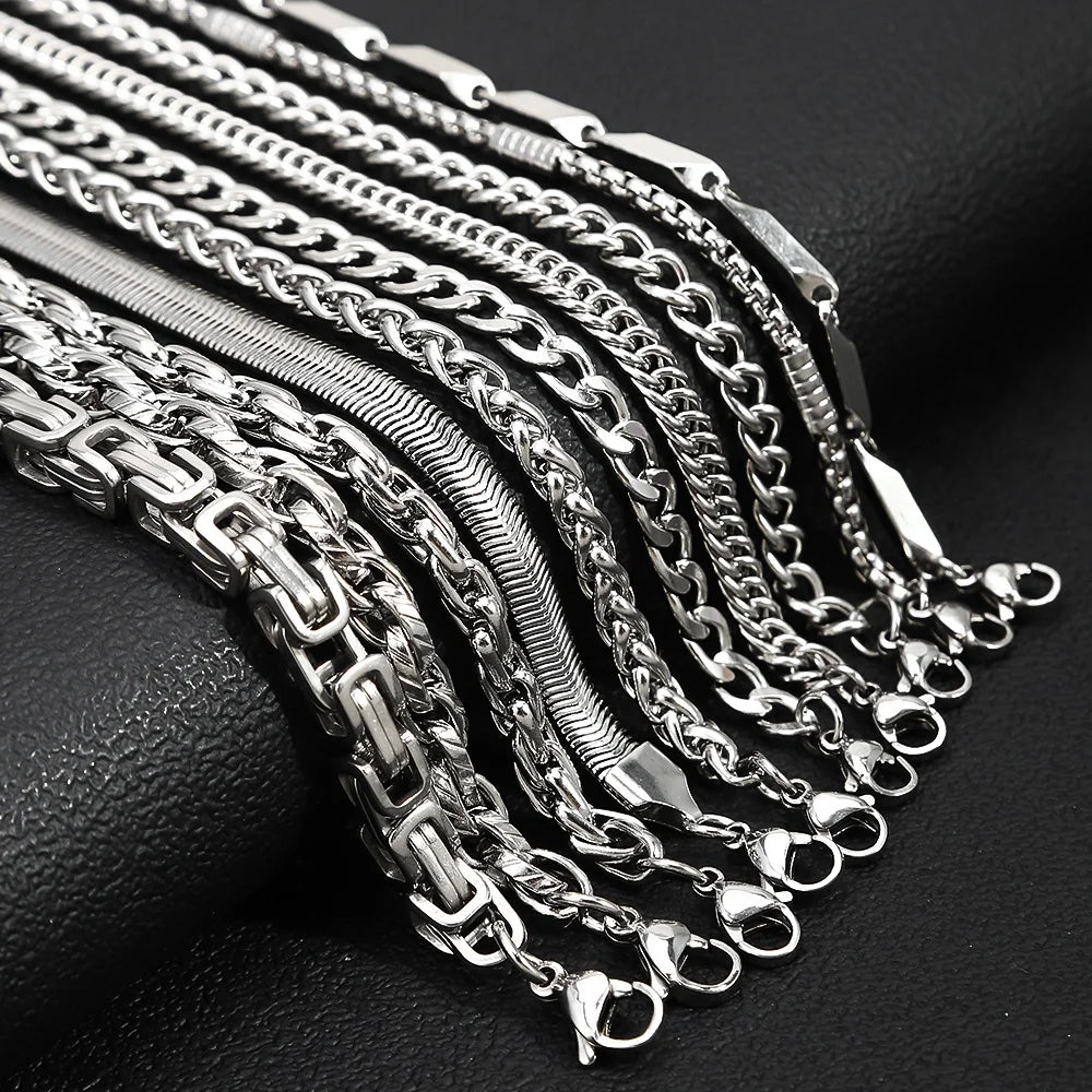 10Pcs/Set Men's Stainless Steel Bracelets - Rock Style Interlocking Design, Waterproof Jewelry, Exquisite Gift