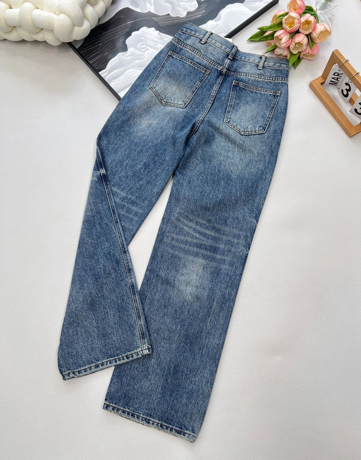 High Quality 2025 Spring And Summer Women's Casual Fashion Cotton Denim Straight Zipper Button Jeans JQ078