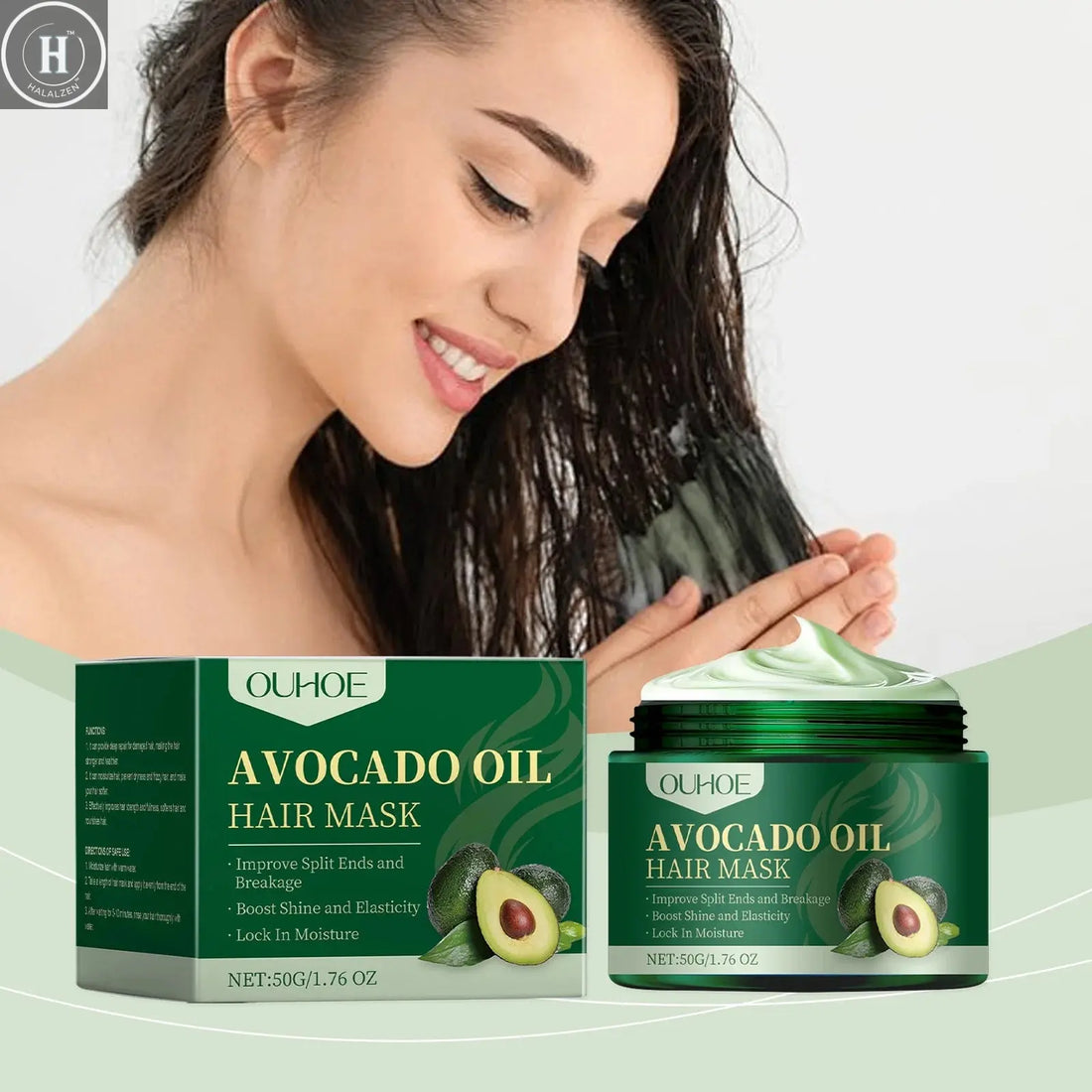 Ouhoe 100ml Ginseng Hair Growth Spray Repair Dry Frizzy Hair Oil Avocado Moisturize Hair Mask Nourish Scalp  Anti Hair Loss Mist HALALZEN