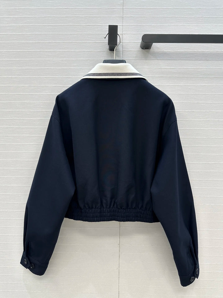 2025 Spring and Autumn New Product College Style Falling Shoulder Short Jacket with Collar Splicing Detachable Design 384