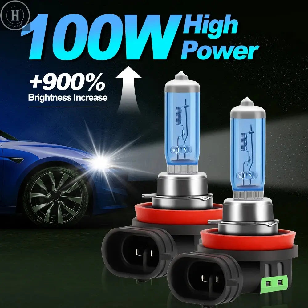 Super Bright Halogen Bulbs H1 H4 H7 H11 H9 9005 HB3 9006 HB4 9008 9012 100W 6000K Headlight 12V Fog Lights 880 5202 Driving Lamp HALALZEN