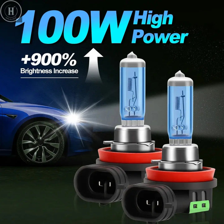 Super Bright Halogen Bulbs H1 H4 H7 H11 H9 9005 HB3 9006 HB4 9008 9012 100W 6000K Headlight 12V Fog Lights 880 5202 Driving Lamp HALALZEN