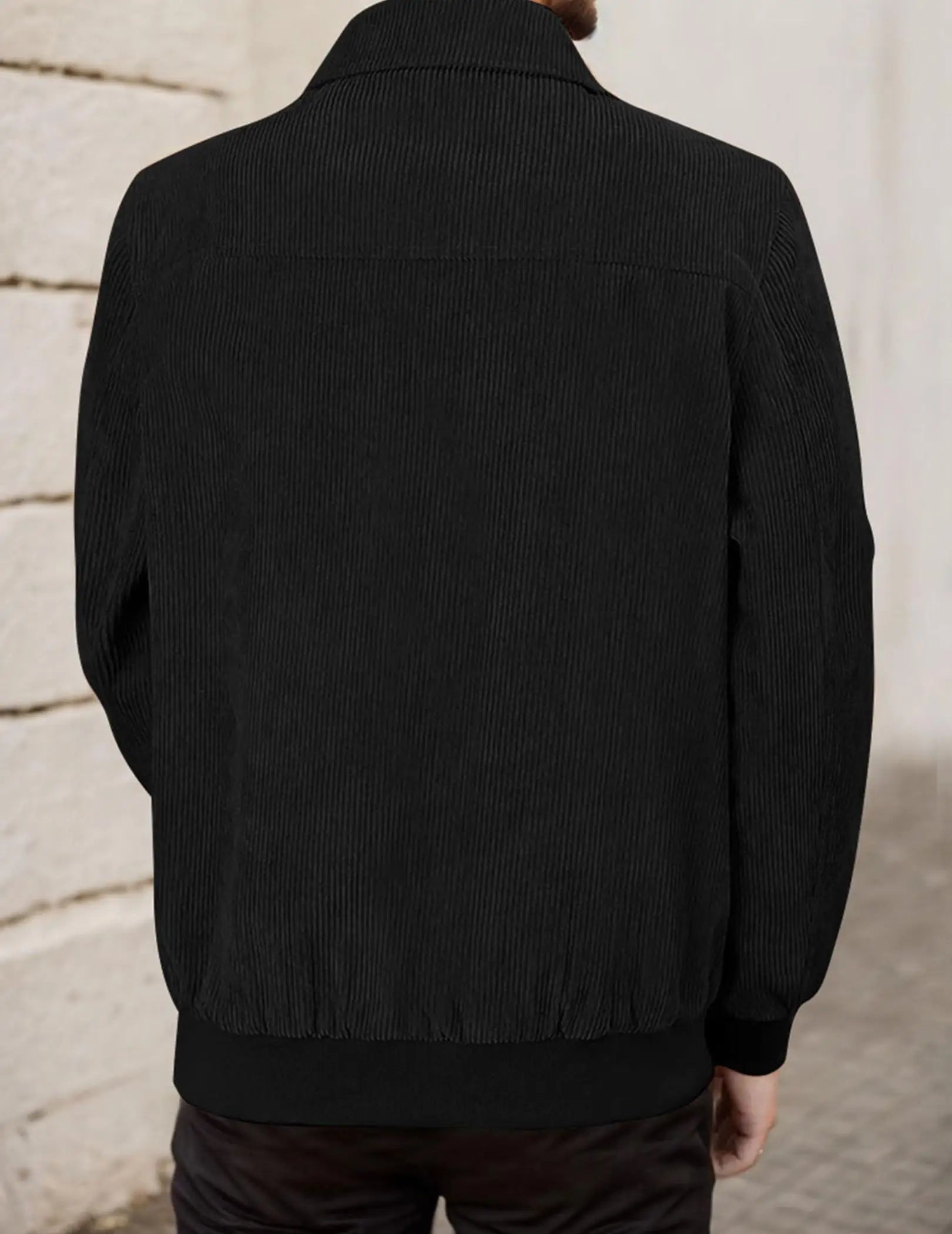 Mens Corduroy Trucker Jacket Long Sleeve Zip Up Lapel Collar Casual Fall Winter Shacket Coat With Pocket