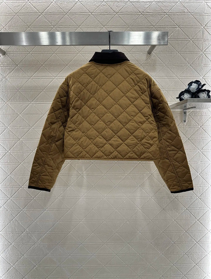 2025 Winter New Product Women's Corduroy Collar Short Cotton Jacket Nylon Material 405