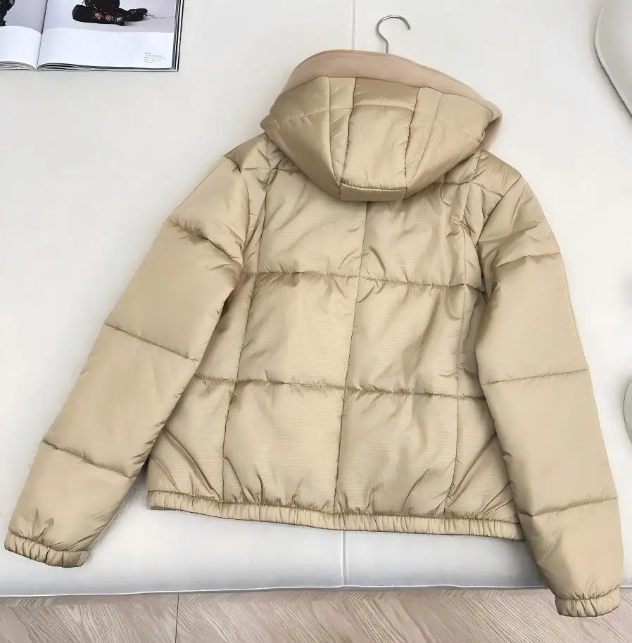 2025 Autumn & Winter Must-Have! Women's Windproof Waterproof Nylon Hooded Drawstring Down Jacket - Lightweight Warm, Perfect for
