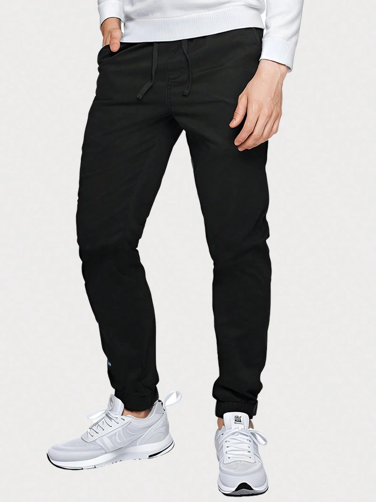 "Men's Elastic Waist Drawstring Jogger Pants with Elastic Cuffs, Comfortable and Casual, Perfect for Sports and Everyday Wear"