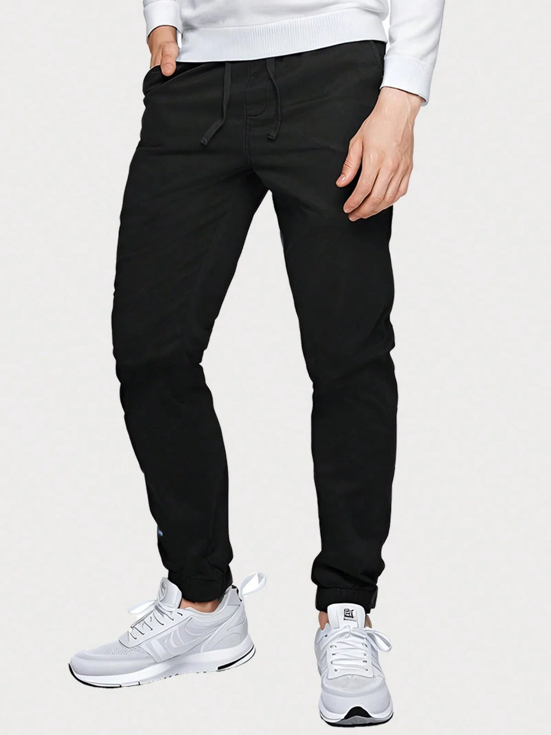 "Men's Elastic Waist Drawstring Jogger Pants with Elastic Cuffs, Comfortable and Casual, Perfect for Sports and Everyday Wear"