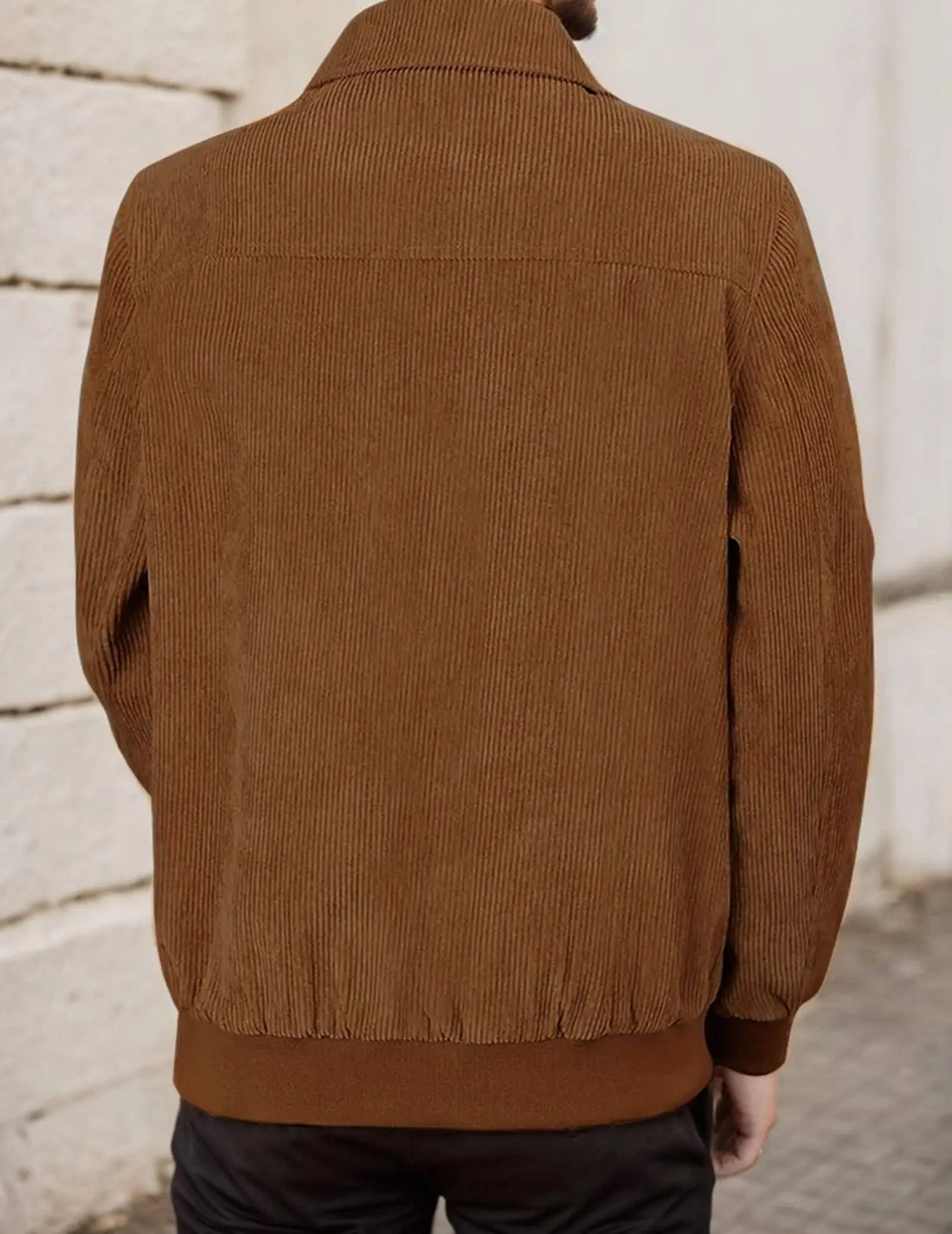 Mens Corduroy Trucker Jacket Long Sleeve Zip Up Lapel Collar Casual Fall Winter Shacket Coat With Pocket