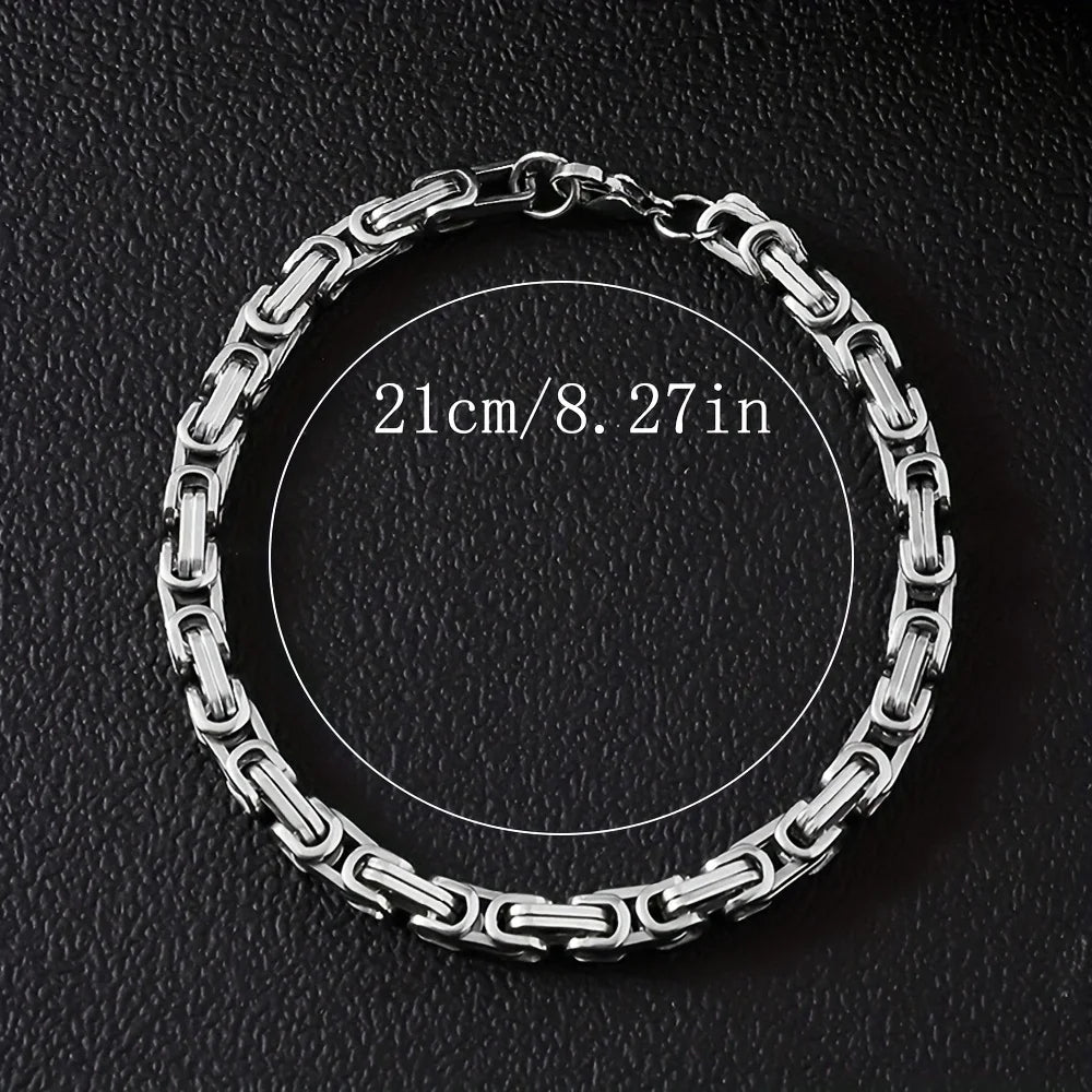 10Pcs/Set Men's Stainless Steel Bracelets - Rock Style Interlocking Design, Waterproof Jewelry, Exquisite Gift