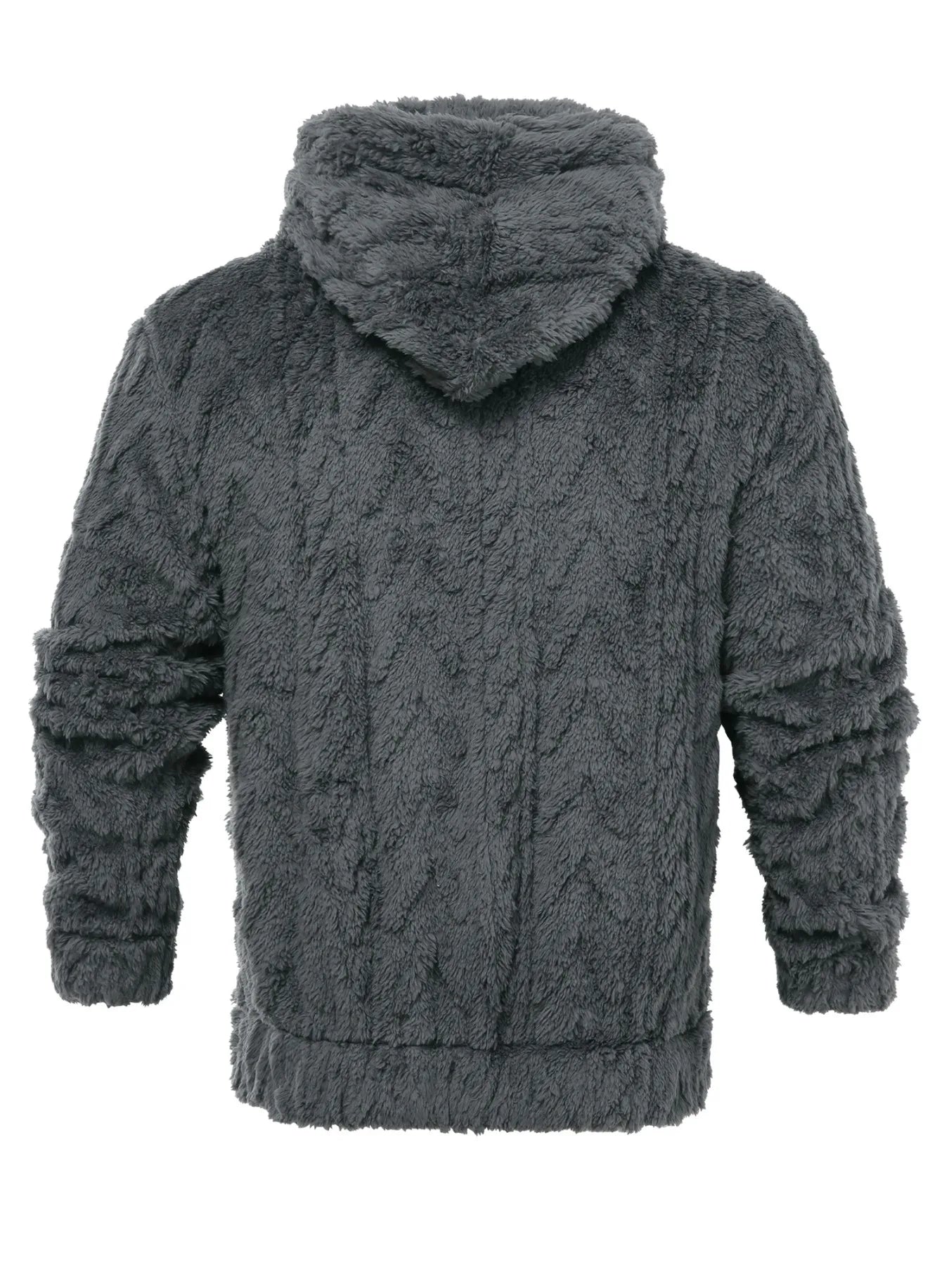 Men's letter drawstring hooded teddy bear jacket, jacquard velvet fabric is soft and comfortable, double pocket design