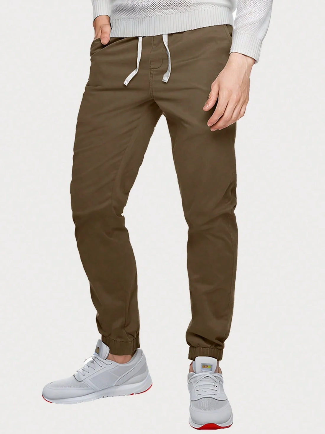 "Men's Elastic Waist Drawstring Jogger Pants with Elastic Cuffs, Comfortable and Casual, Perfect for Sports and Everyday Wear"