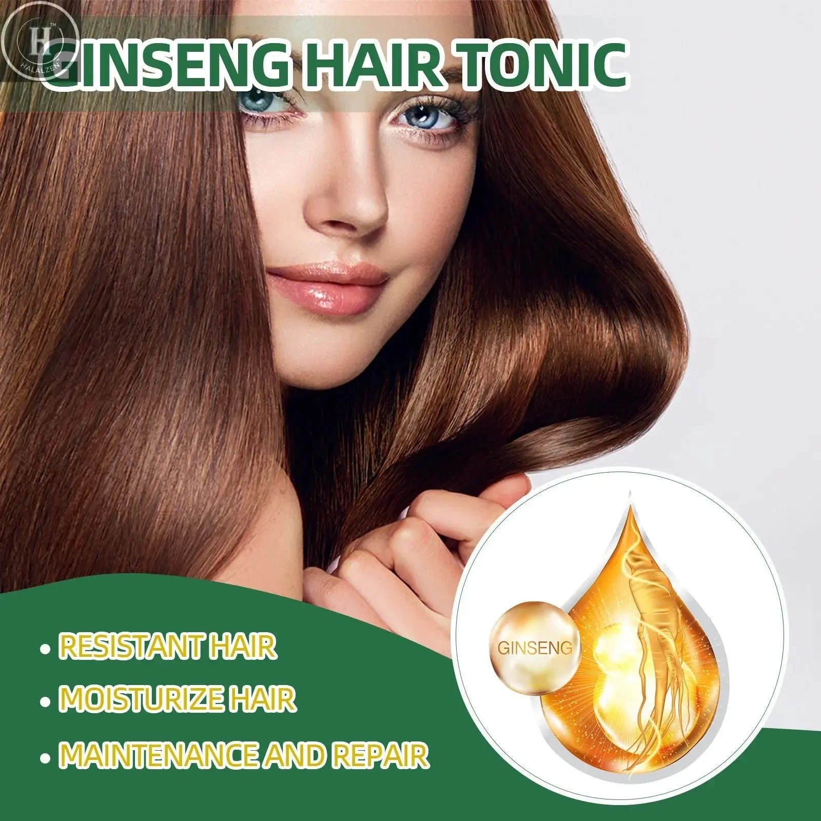 Ouhoe 100ml Ginseng Hair Growth Spray Repair Dry Frizzy Hair Oil Avocado Moisturize Hair Mask Nourish Scalp  Anti Hair Loss Mist HALALZEN