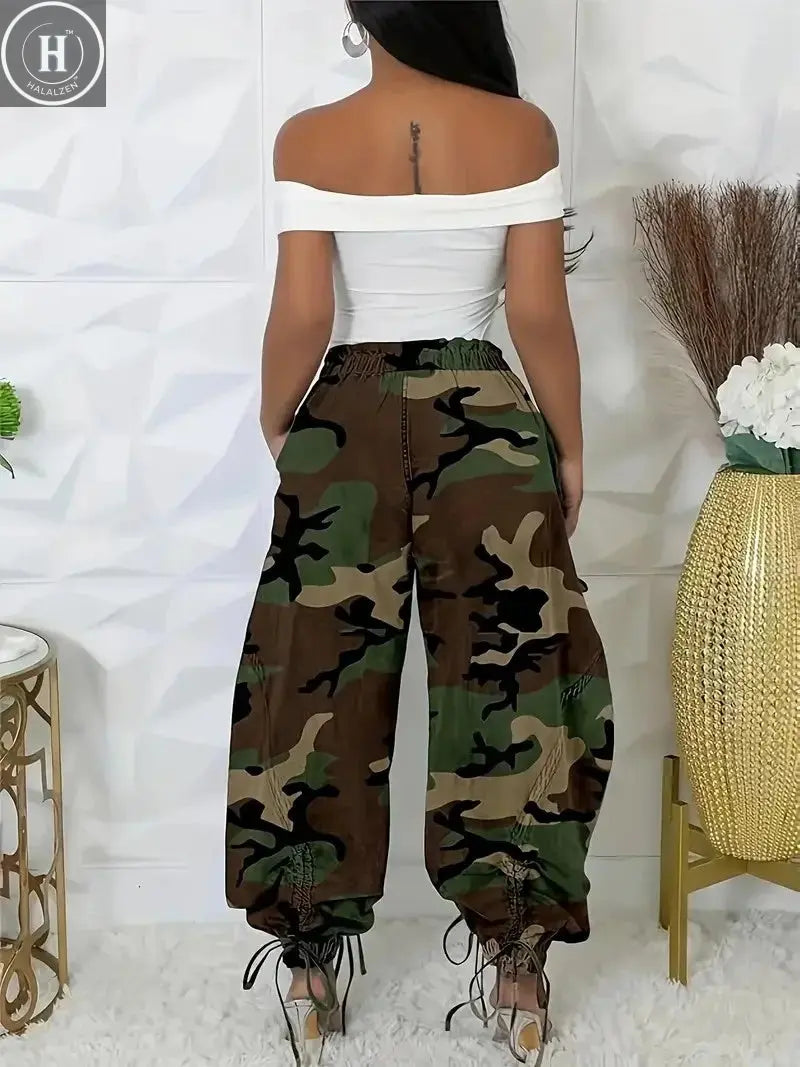 Women's Loose Fit Lace-Up Drawstring Jeans | High Waist Stretchy Legging-Style Casual Pants for Streetwear/Daily Wear S/S Fashio Halalzen UK