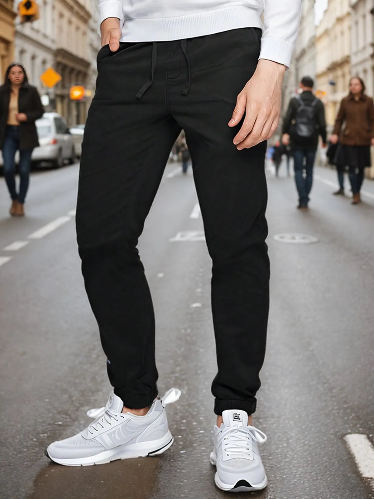"Men's Elastic Waist Drawstring Jogger Pants with Elastic Cuffs, Comfortable and Casual, Perfect for Sports and Everyday Wear"