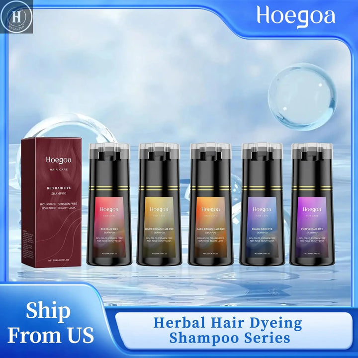 Hoegoa 200ml Hair Dye Shampoo Herbal Diy Fashion Hair Natural Coloring Oil Control Fluffy Nourish Scalp Hair Dyeing Shampoo HALALZEN