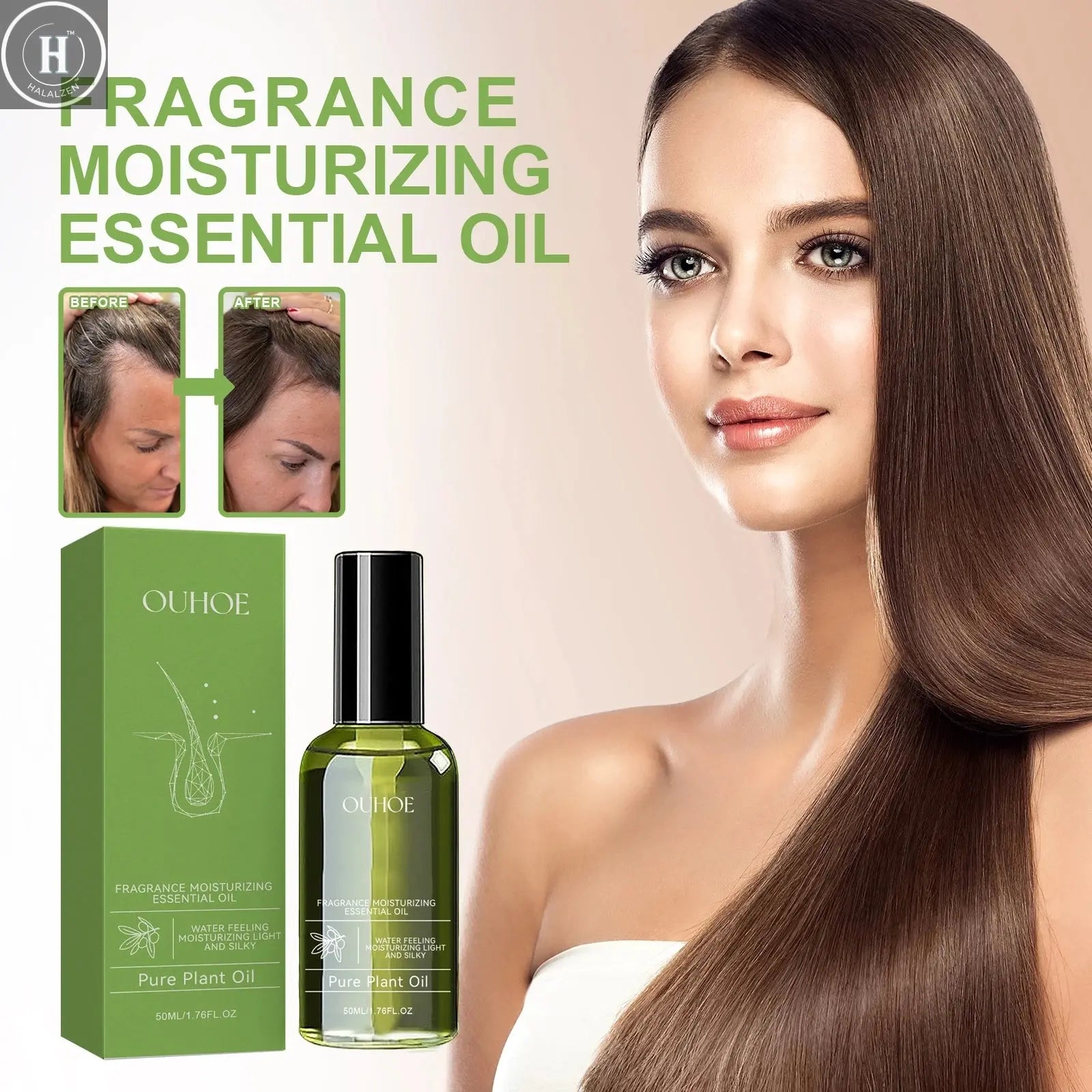 Ouhoe 100ml Ginseng Hair Growth Spray Repair Dry Frizzy Hair Oil Avocado Moisturize Hair Mask Nourish Scalp  Anti Hair Loss Mist HALALZEN