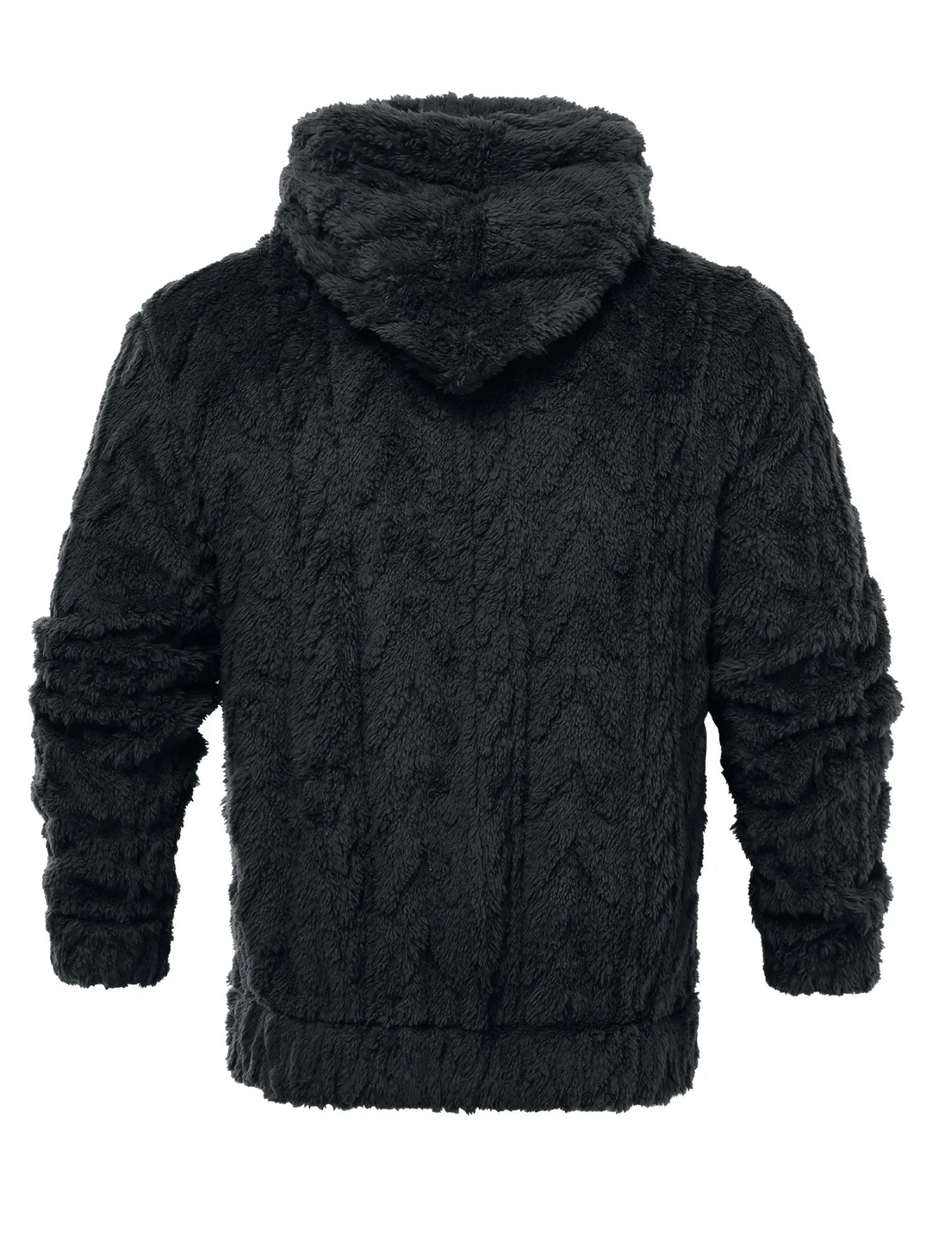 Men's letter drawstring hooded teddy bear jacket, jacquard velvet fabric is soft and comfortable, double pocket design