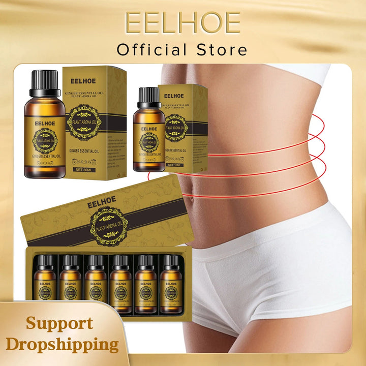 EELHOE Essential Oil Natural Ginger Slimming Lymphatic Drainage Therapy Anti Aging Plant Massage Essential Oils Free Shipping HALALZEN