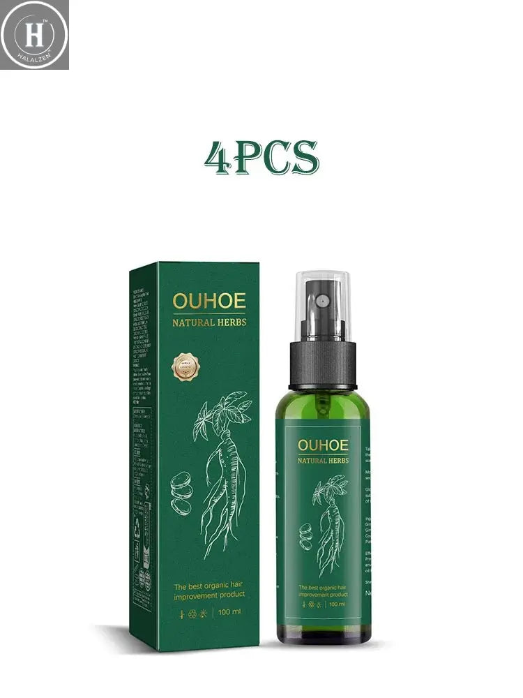 Ouhoe 100ml Ginseng Hair Growth Spray Repair Dry Frizzy Hair Oil Avocado Moisturize Hair Mask Nourish Scalp  Anti Hair Loss Mist HALALZEN