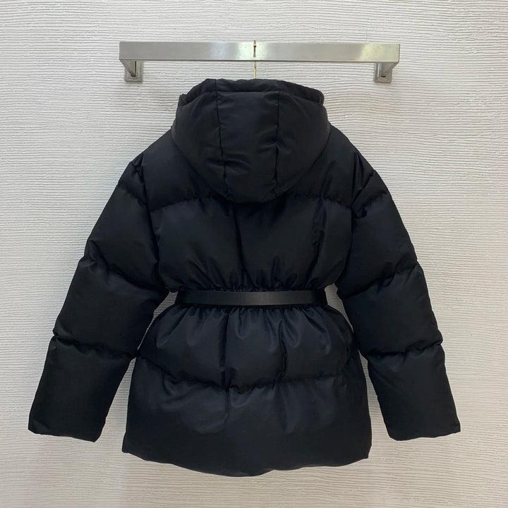 2025 Autumn and Winter Warm Women's Cotton Jacket Metal Buckle Belt Waist Slimming Thickened Padded Cotton Jacket