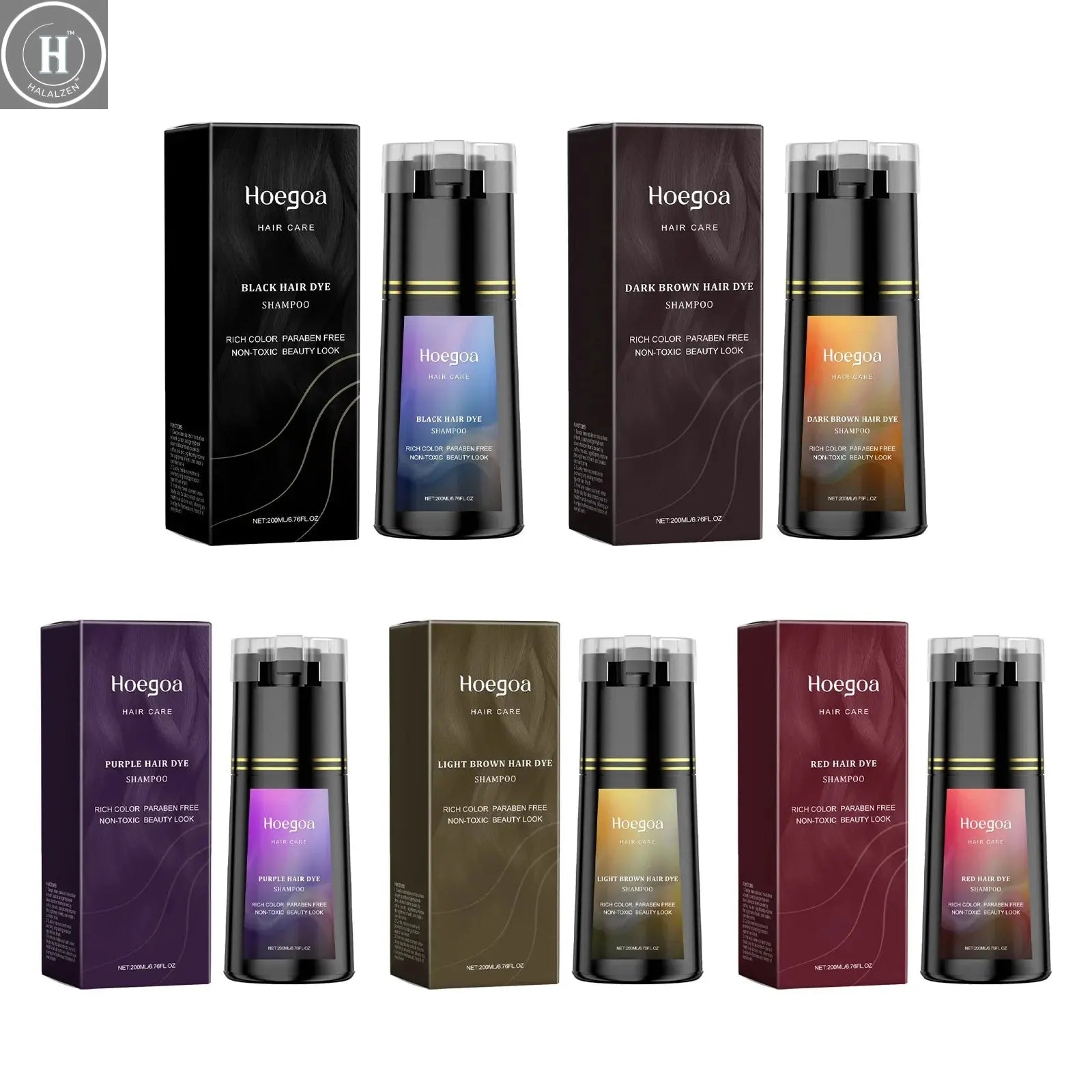 Hoegoa 200ml Hair Dye Shampoo Herbal Diy Fashion Hair Natural Coloring Oil Control Fluffy Nourish Scalp Hair Dyeing Shampoo HALALZEN