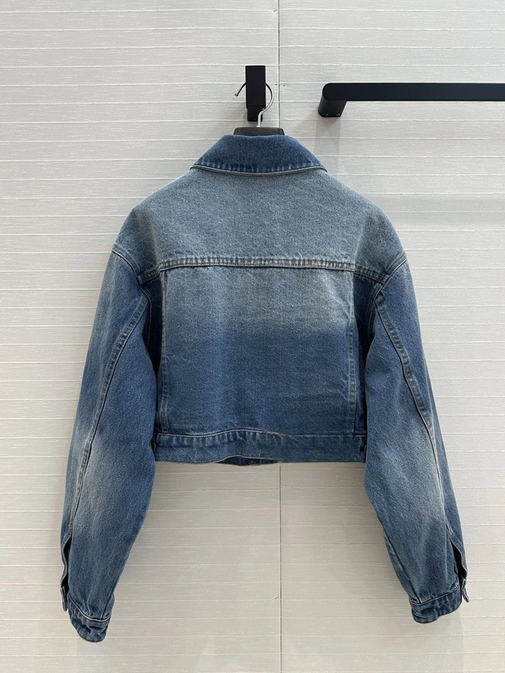 2025 Spring and Autumn Fashion New Women's Jackets Clear Washed Blue Denim Jackets