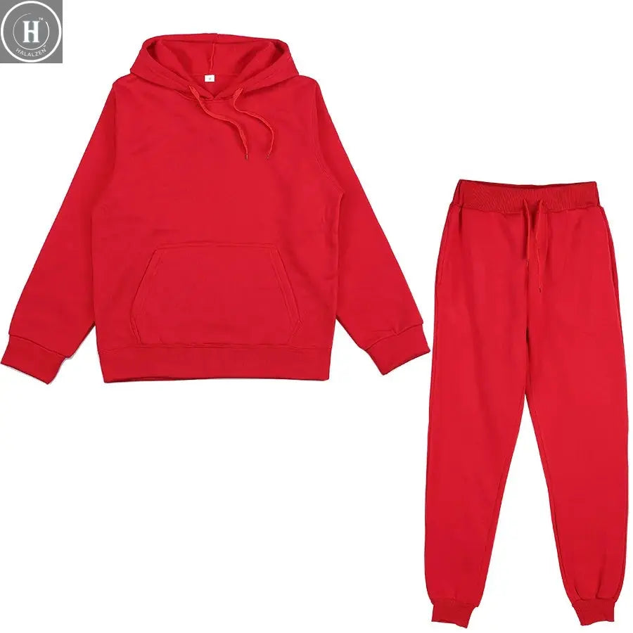 Two Piece Set Casual Fleece Tracksuit Women Winter 2020 HALALZEN