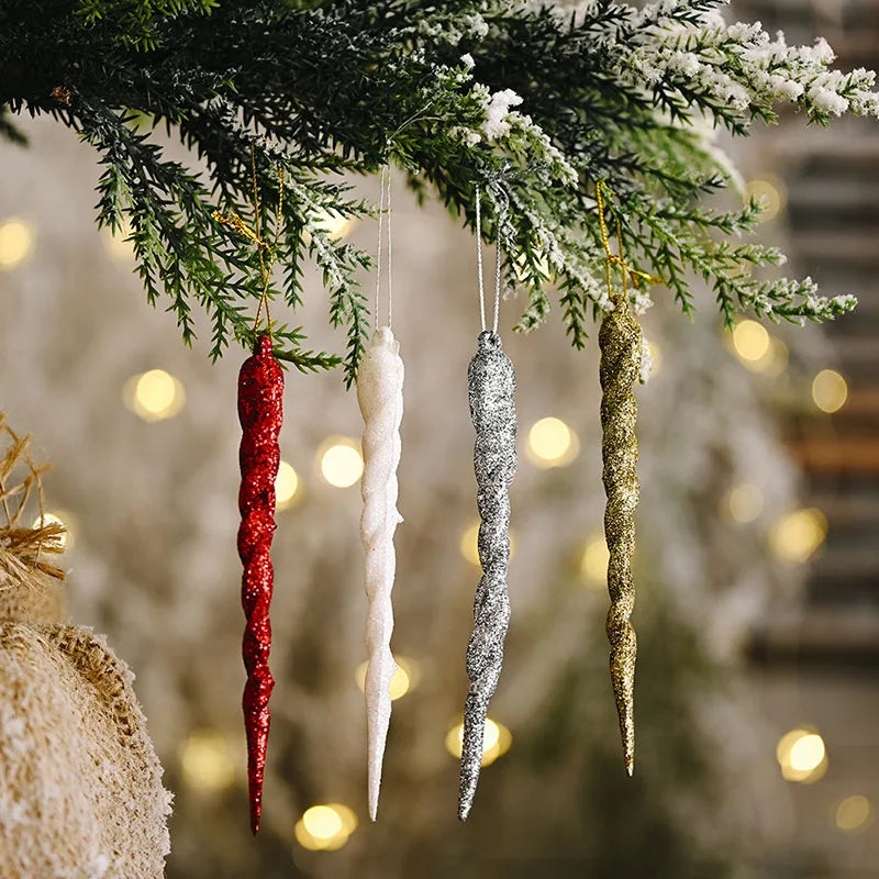 10pcs 13cm Christmas Simulation Ice Xmas Tree Hanging Ornament Fake Icicle Winter Party Christmas New Year Home Decoration 2023