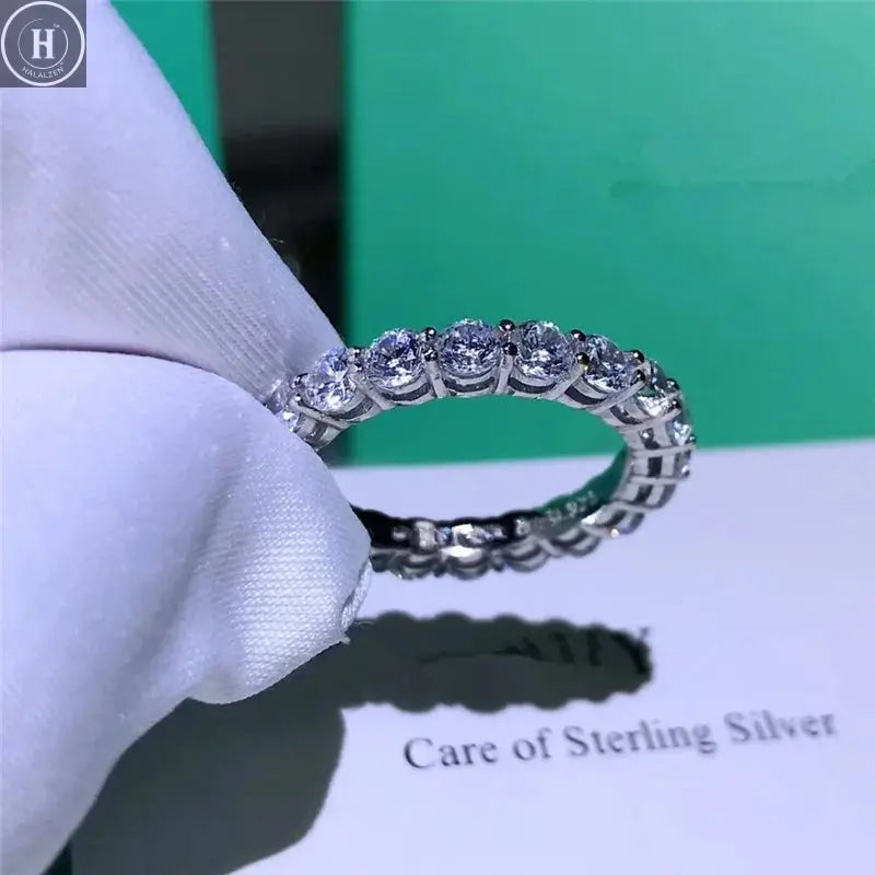 Brand Real 925 Sterling Silver ring Round 4mm Lab Diamond Cz Engagement wedding band rings For women men Party Jewelry HALALZEN
