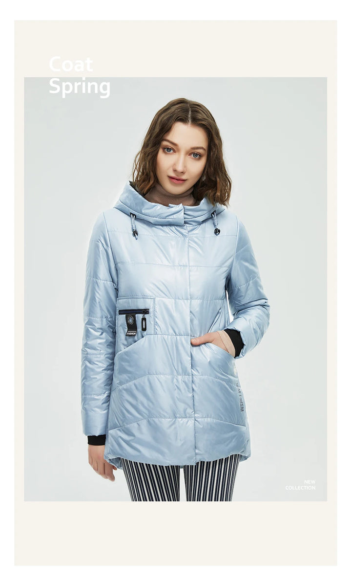 HaiLuoZi Spring Women Jacket Short Parka Fashion Casual Waterproof Warm Women's Autumn Coat Zipper Hooded Female Outwear 875