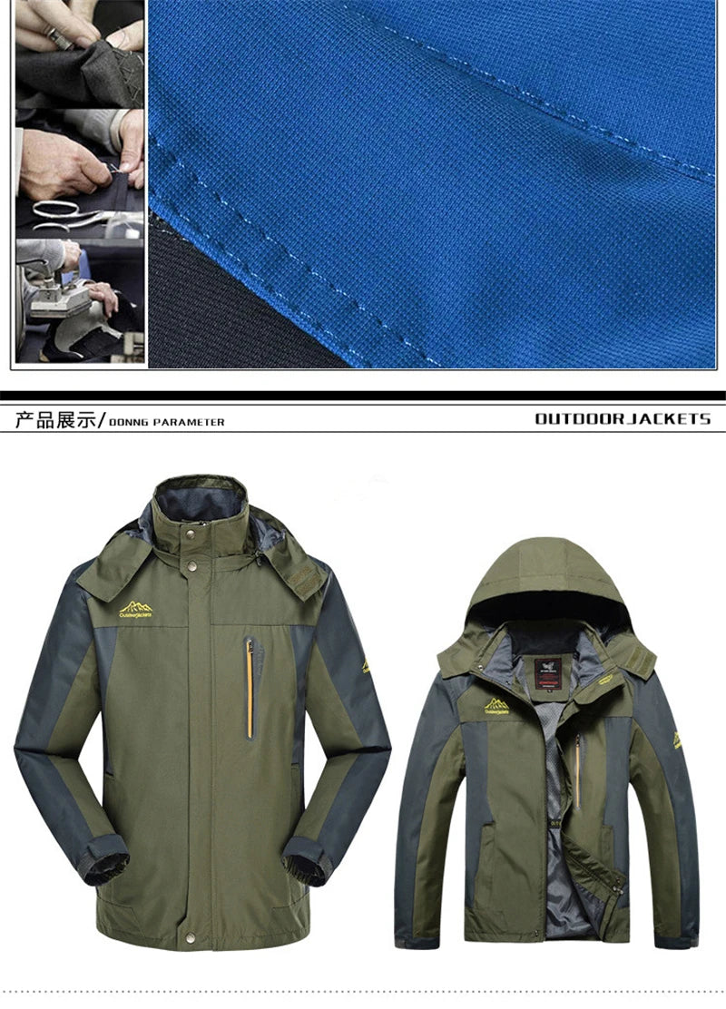 Winter Jacket Men's Thick Warm Waterproof Hooded Parka Coat Windbreaker Army Green Fleece Jacket Men's Clothing Plus Size 9XL