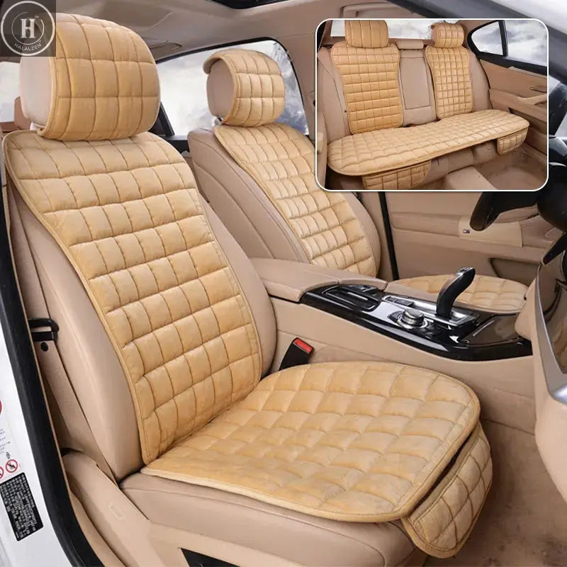 SEAMETAL Plush Car Seat Cover Soft Vehicle Seat Cushion with Backrest Pad Anti Scratch Chair Protector Universal for Sedan Suv HALALZEN