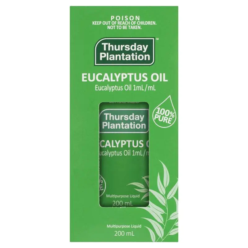 Australia Thursday Plantation Eucalyptus Oil 100%Pure Natural 200ml Relieve Cold Flu Symptoms Mild Arthritic Muscular Aches Pain HALALZEN