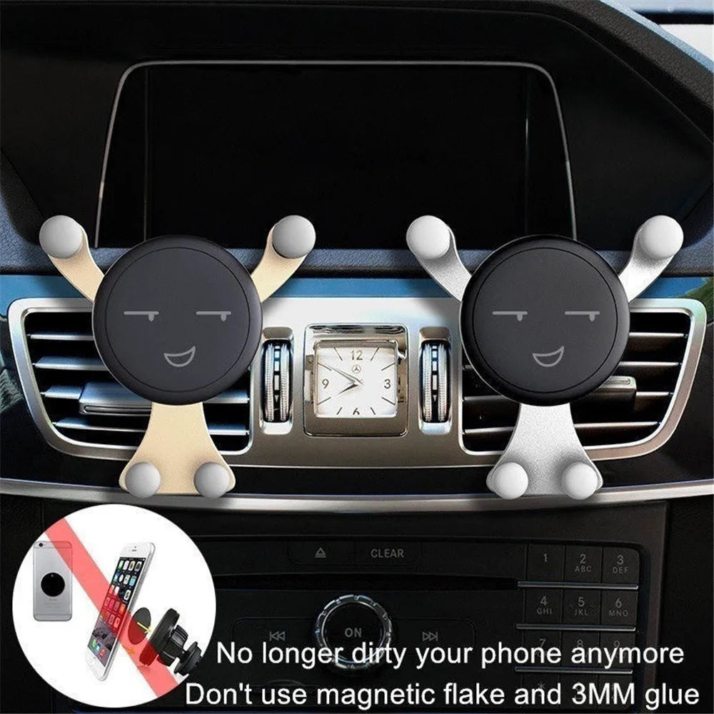 Gravity Car Phone Holder Air Vent Clip Smile Face Mount Mobile Cell Stand GPS Support For iPhone Xiaomi Samsung Halalzen