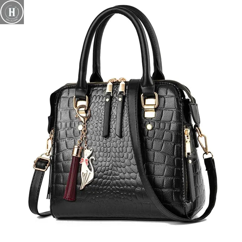 2022 Retro Alligator Women Luxury PU Leather Handbags Female Tassel Designer Shoulder Messenger Bags Casual Ladies Tote Bolsas HALALZEN