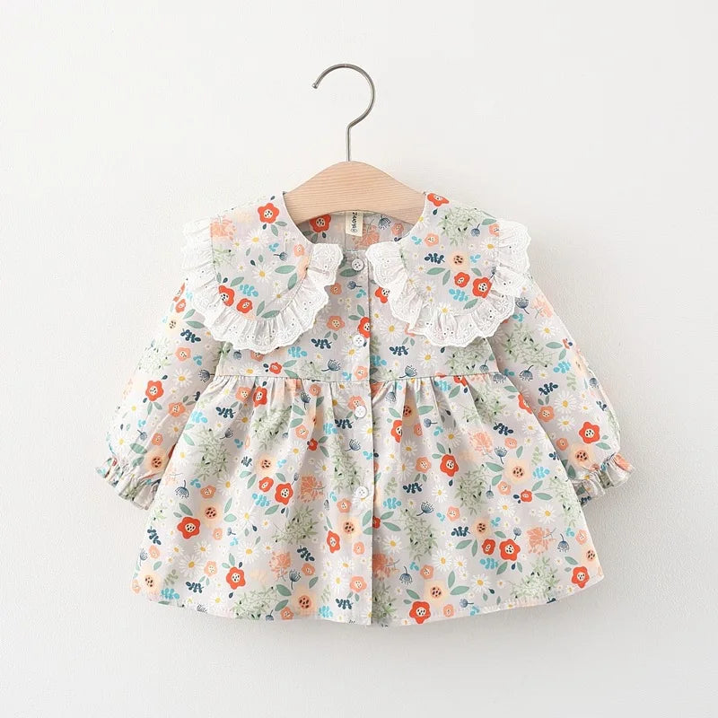 Toddler Girls' baby clothes spring autumn floral dresses