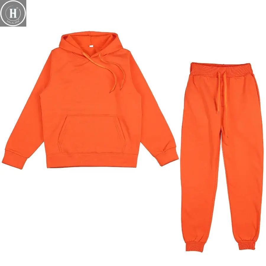Two Piece Set Casual Fleece Tracksuit Women Winter 2020 HALALZEN