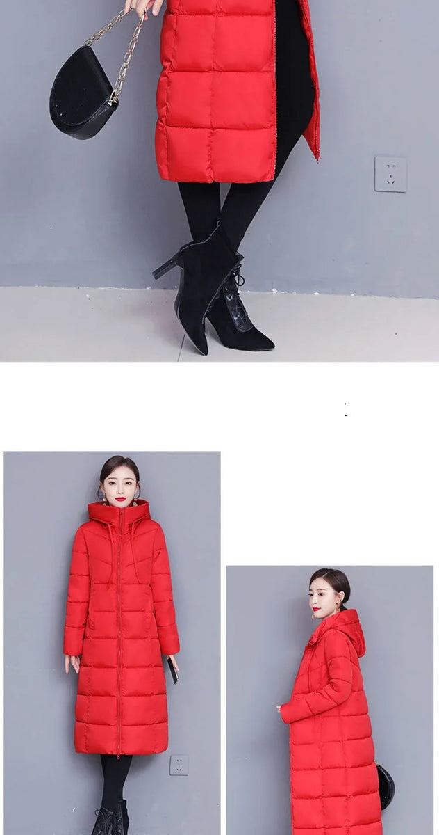 Winter Parkas Hooded Down Cotton Women Jacket Windproof Rainproof Thick Warm Coat Fashion 5XL White Female Long Snow Overcoat