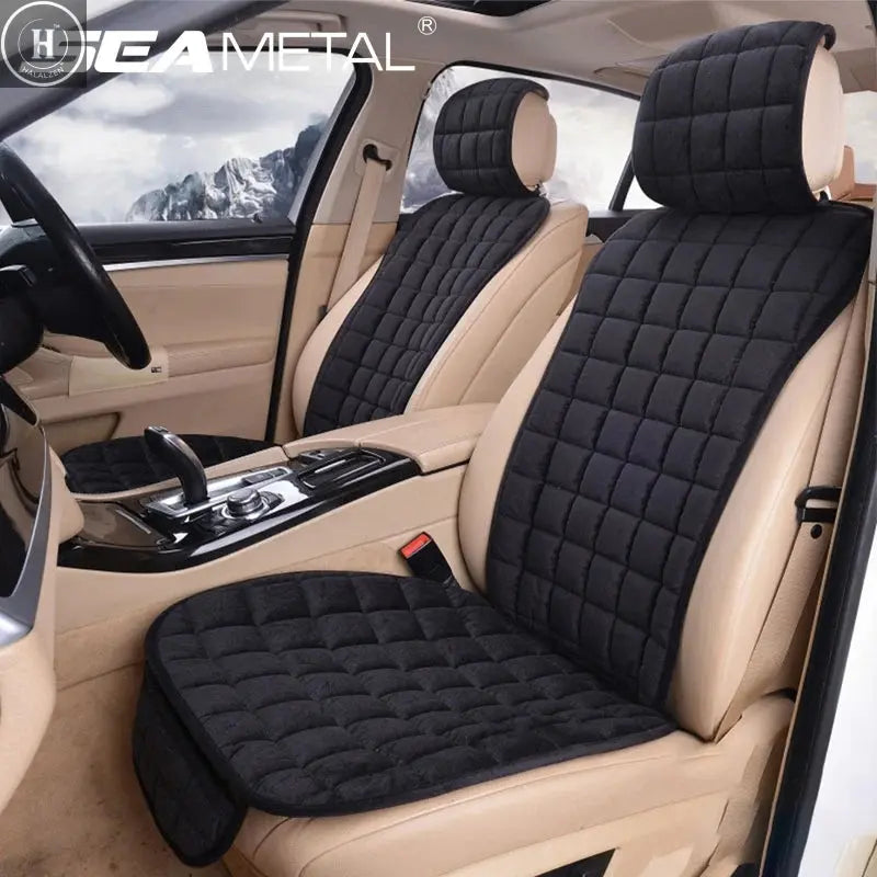 SEAMETAL Plush Car Seat Cover Soft Vehicle Seat Cushion with Backrest Pad Anti Scratch Chair Protector Universal for Sedan Suv HALALZEN