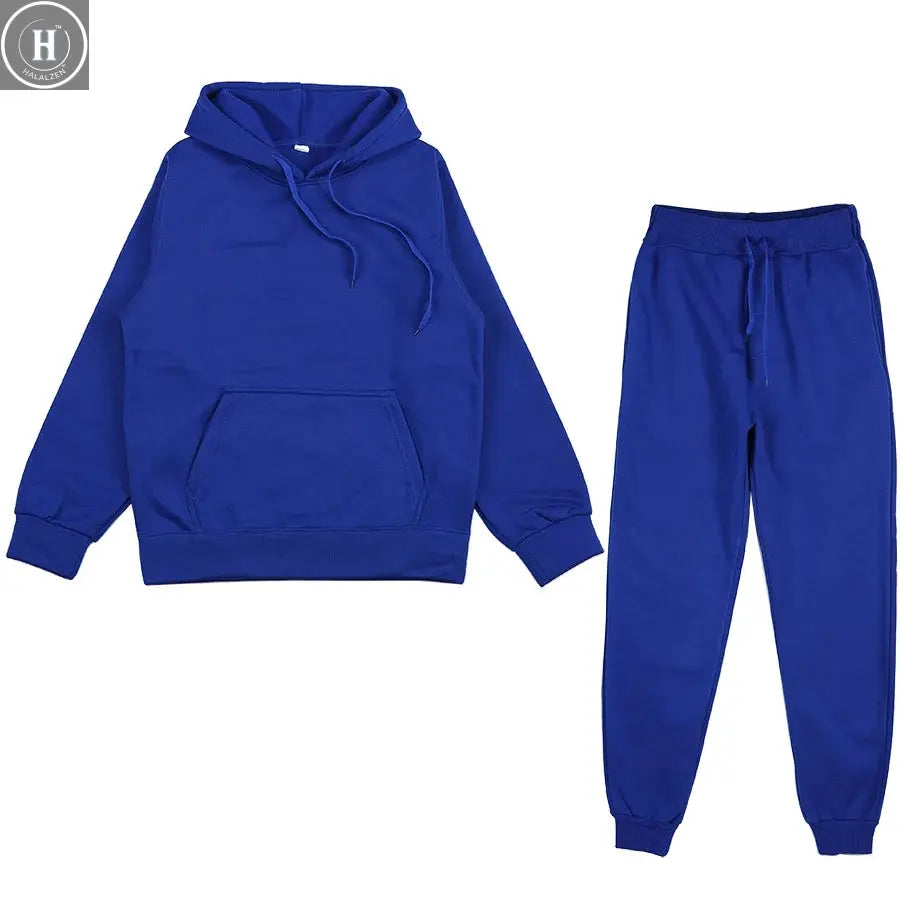 Two Piece Set Casual Fleece Tracksuit Women Winter 2020 HALALZEN