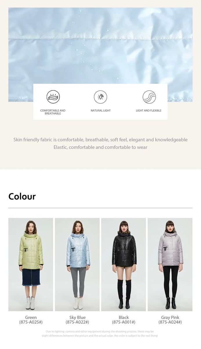 HaiLuoZi Spring Women Jacket Short Parka Fashion Casual Waterproof Warm Women's Autumn Coat Zipper Hooded Female Outwear 875