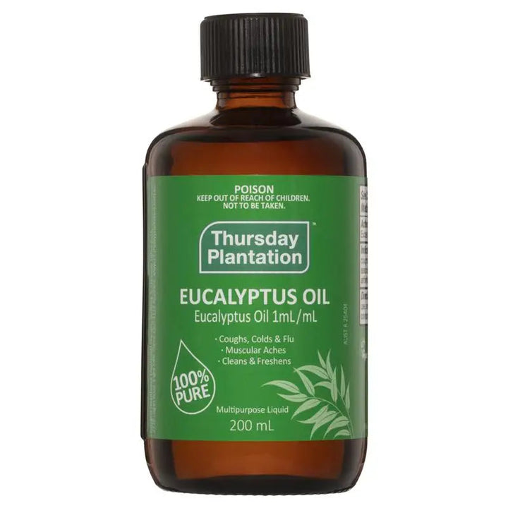 Australia Thursday Plantation Eucalyptus Oil 100%Pure Natural 200ml Relieve Cold Flu Symptoms Mild Arthritic Muscular Aches Pain HALALZEN