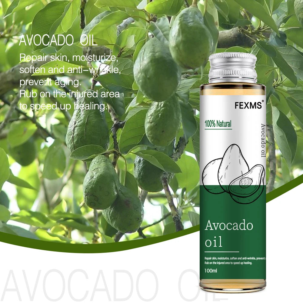 Avocado Oil For Hair and Skin - 100% Pure and Natural For Skin Care Massage Hair Care And Carrier Oil To Dilute Essential Oils