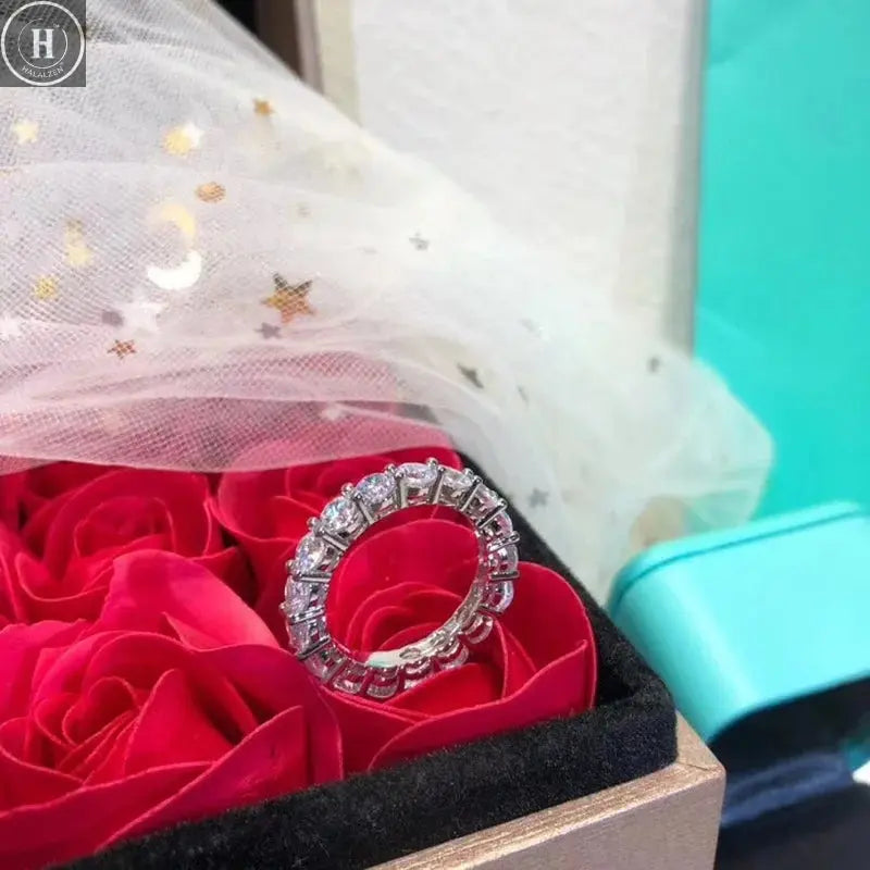 Brand Real 925 Sterling Silver ring Round 4mm Lab Diamond Cz Engagement wedding band rings For women men Party Jewelry HALALZEN