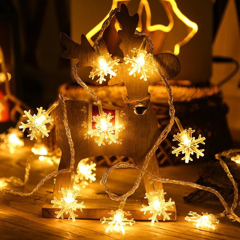 Snowflake LED Light Christmas Decorations For Home Hanging Garland Christmas Tree Decor Ornament 2024 Navidad Xmas Gift New Year