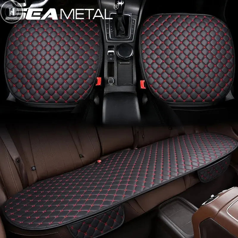 SEAMETAL Artificial Leather Car Seat Covers Four Seasons Car Seat Cover Interior Leather Seats Protector Chair Mats Accessories HALALZEN