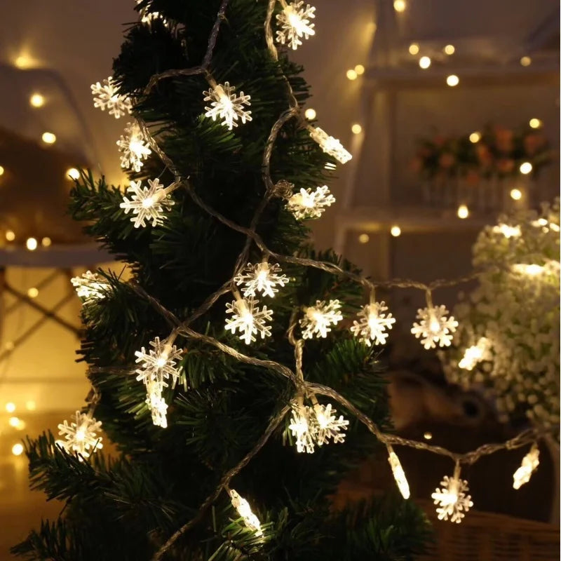 Snowflake LED Light Christmas Decorations For Home Hanging Garland Christmas Tree Decor Ornament 2024 Navidad Xmas Gift New Year